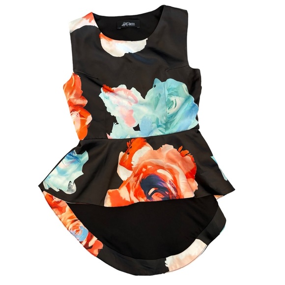 Dramatic Floral High Low Peplum Top - Picture 7 of 13